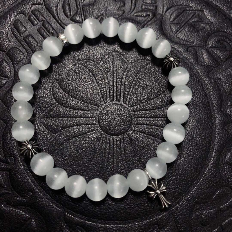 Ch*0me heart beads pendant bracelet white