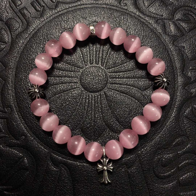 Ch*0me heart beads pendant bracelet pink