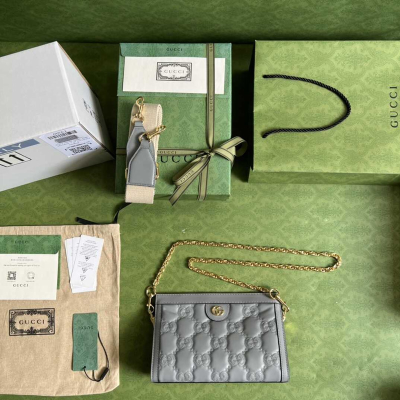 G*u*i gg matelasse small bag gray leather