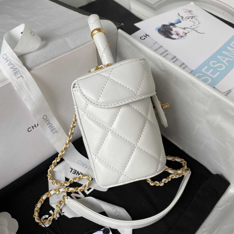 Ch*el cosmetic bag white