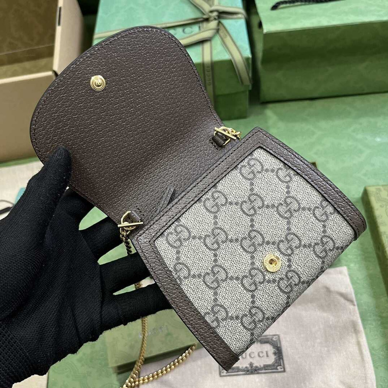 G*u*i  blondie medium wallet on chain monogram gray