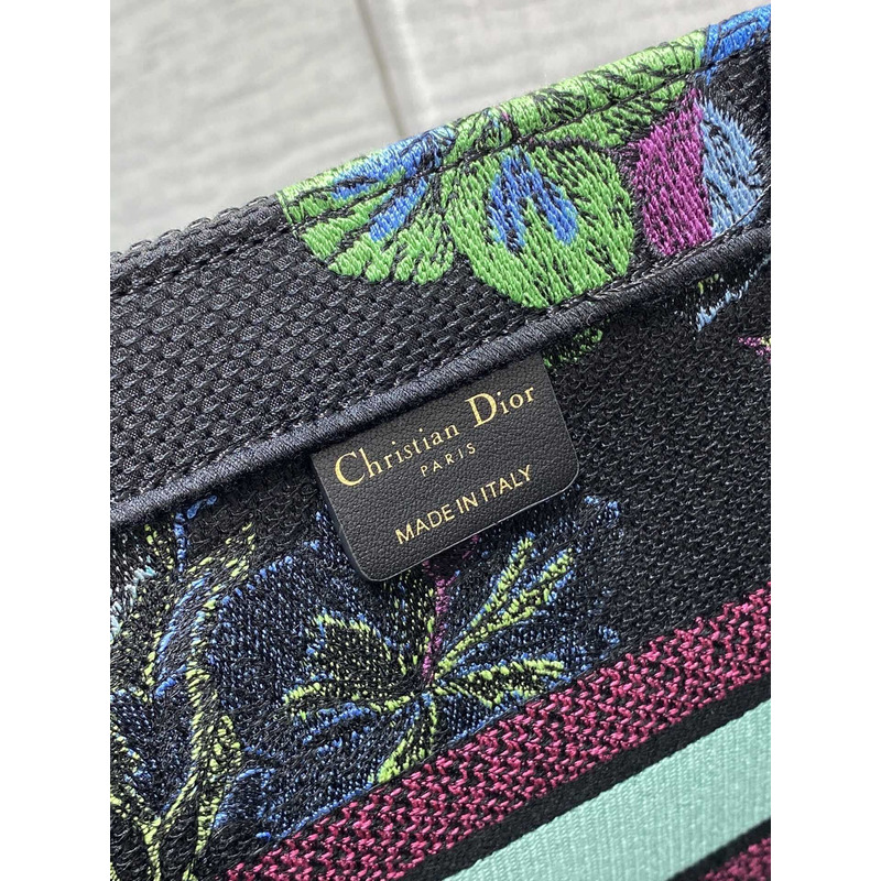 D*or medium book tote bag multicolor D*or indian purple embroidery