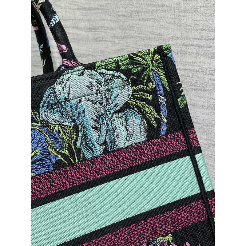 D*or medium book tote bag multicolor D*or indian purple embroidery