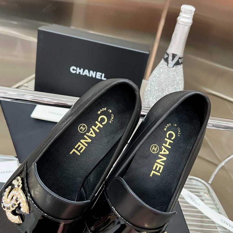 Ch*el classic logo loafers all black