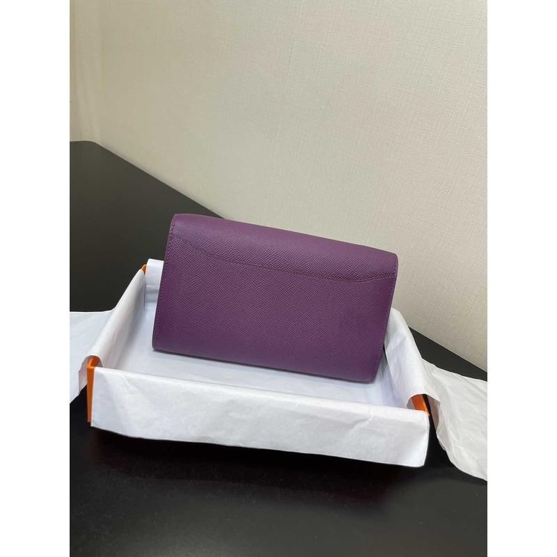 H**mes constance wallet to go silver hardware purple