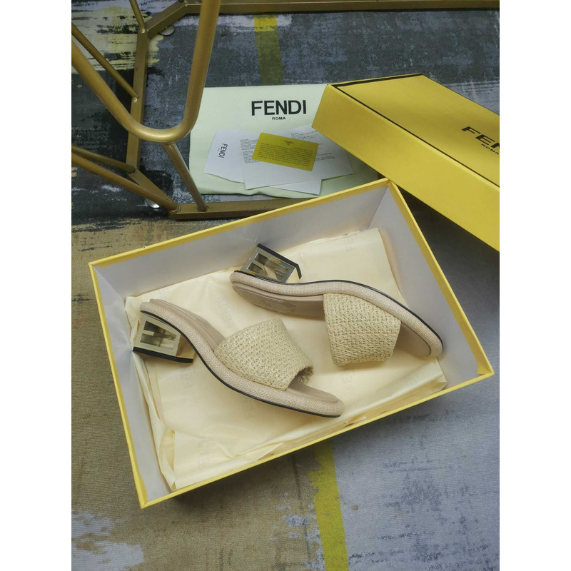 F**di baguette canary raffia sandals