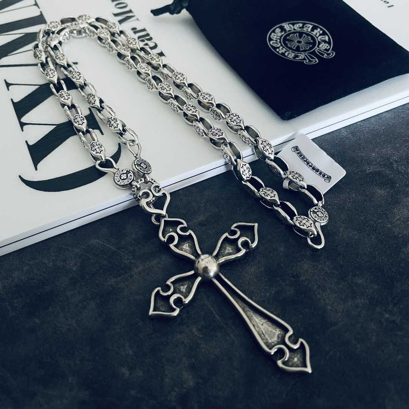 Ch*0me heart spade cross large cross llower-shaped necklace