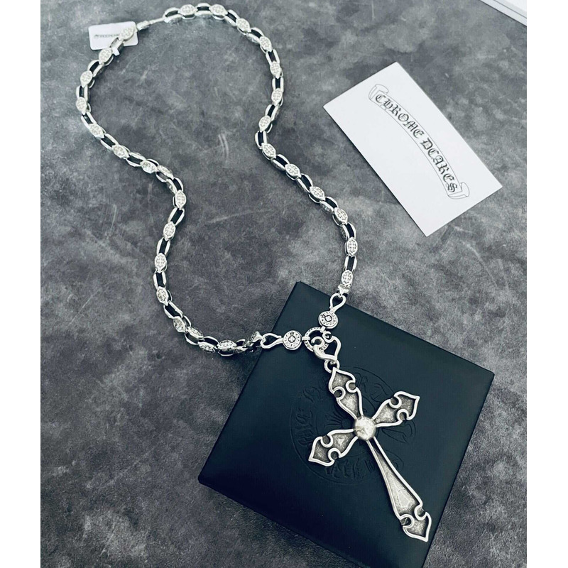 Ch*0me heart spade cross large cross llower-shaped necklace