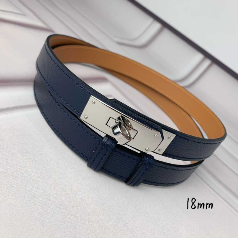H**mes mini kelly double tour bracelet blue and silver hardware