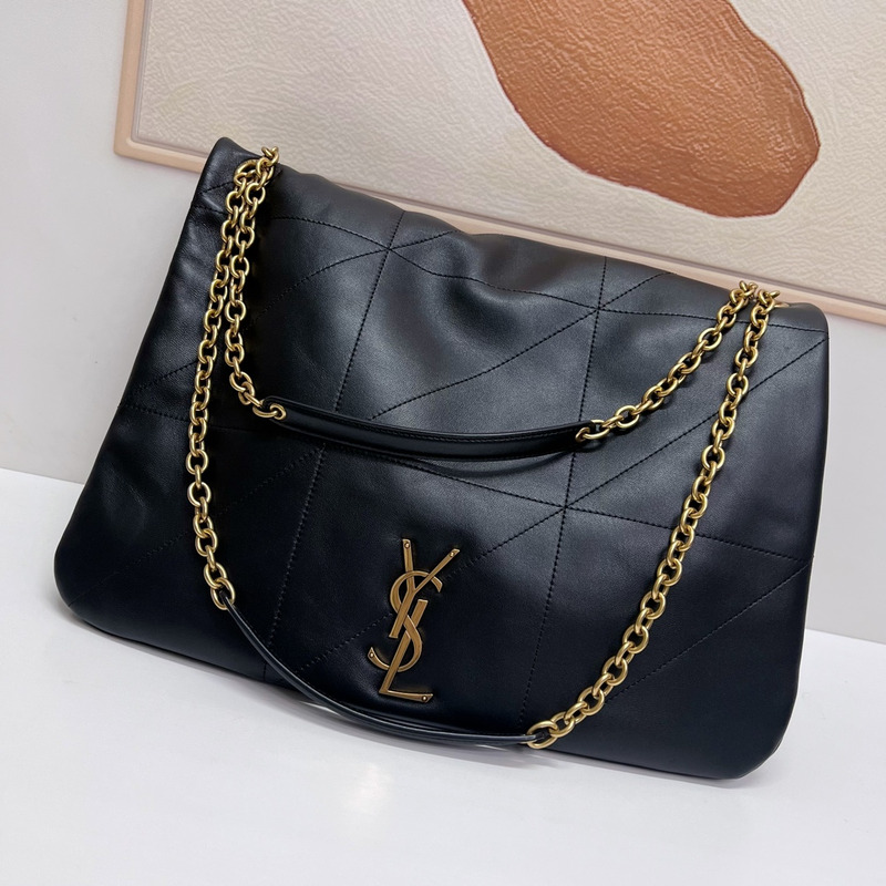 Saint Laurent Jamie 4.3 Patchwork Leather Tote In Nero Black