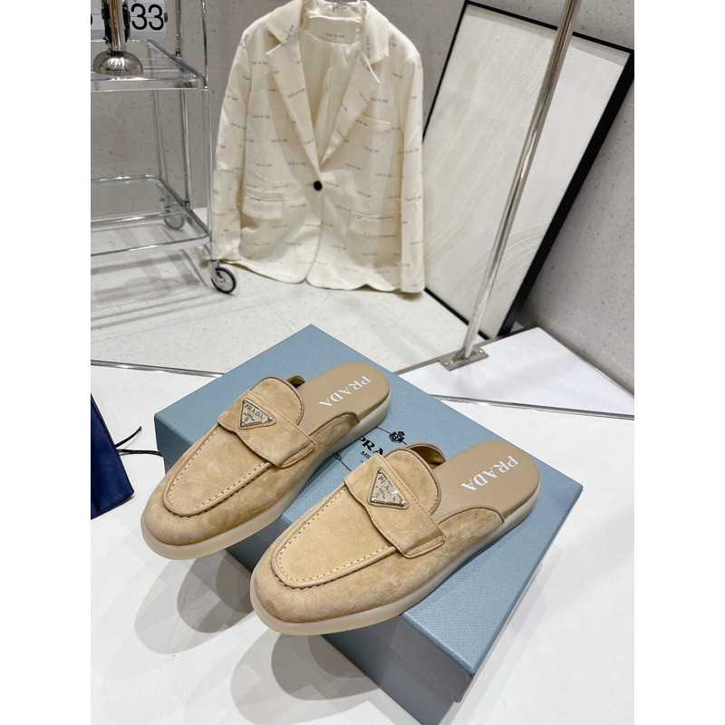 Pra*a leather mule sandals light brown