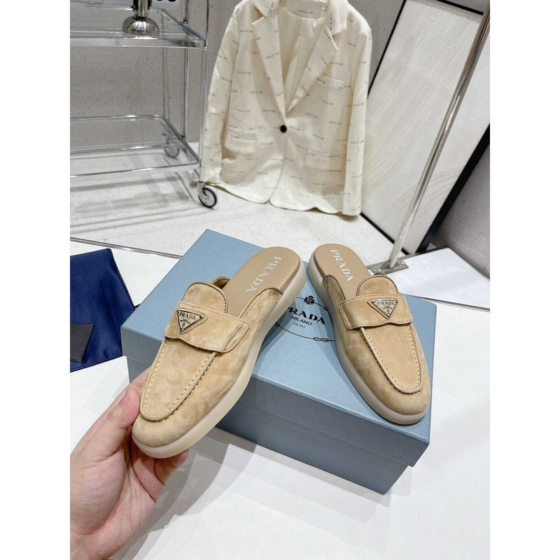 Pra*a leather mule sandals light brown