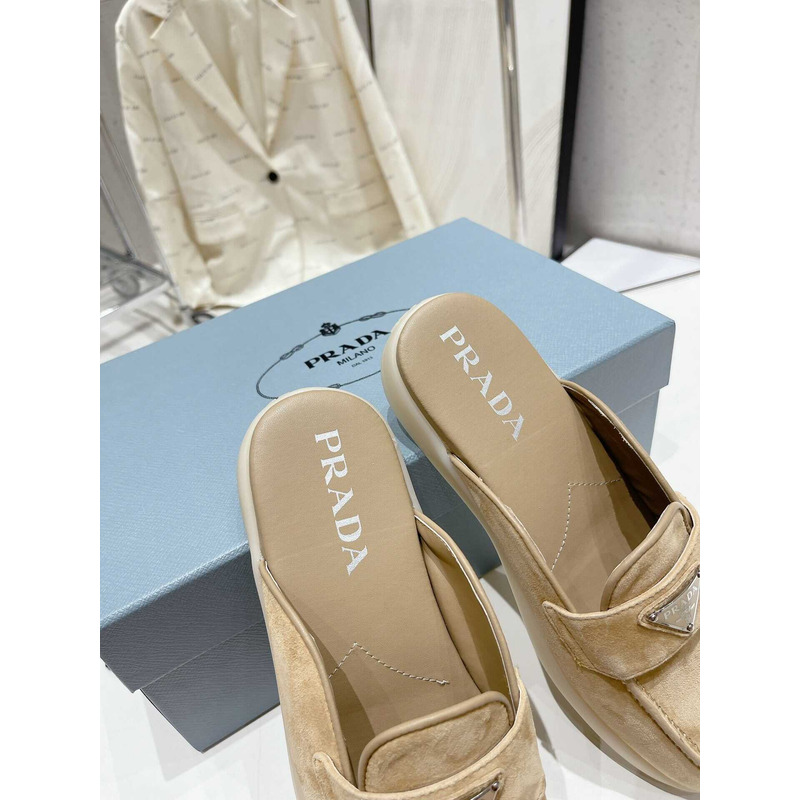 Pra*a leather mule sandals light brown
