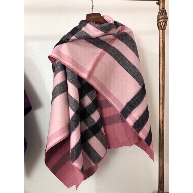 B**rry check flared cape coat pink