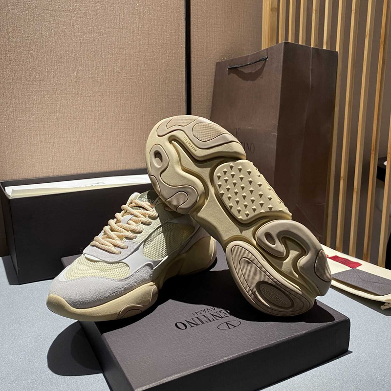 Valentino Garavani Gray And Beige Bubbleback Sneakers