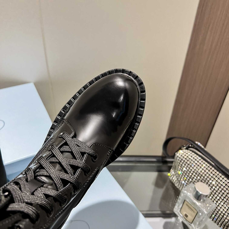 Pra*a brushed leather ankle boots black