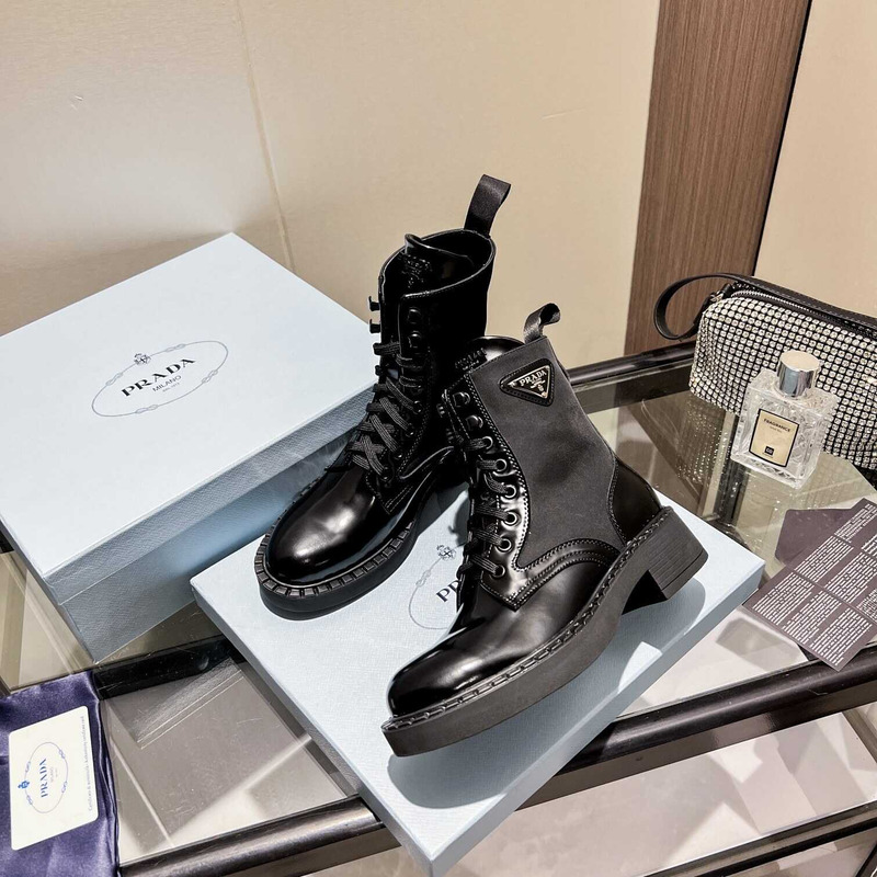 Pra*a brushed leather ankle boots black