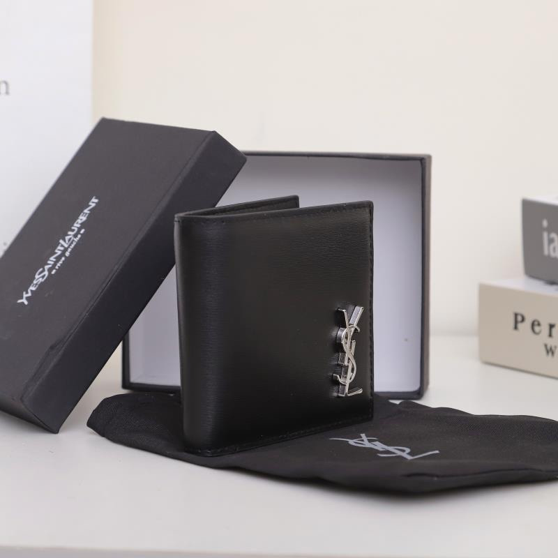 Saint Laurent Tiny Cassandre East/West Wallet In Matte Leather Black