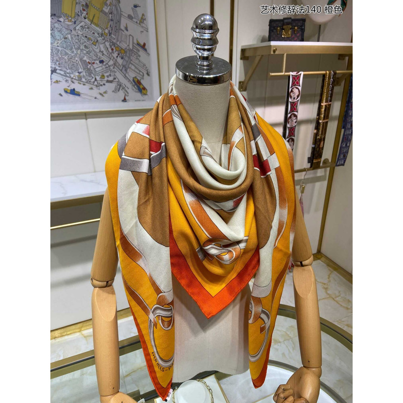 H**mes figure artistique scarf 90 yellow