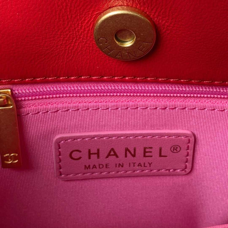 Ch*el hobo bag wool knit gold-tone metal red
