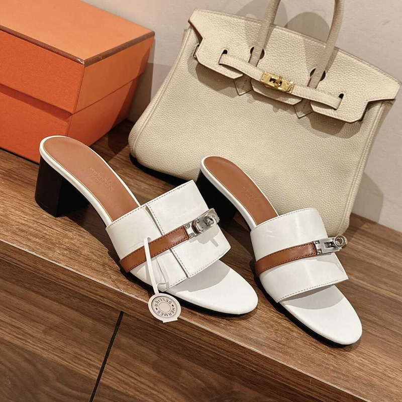 H**mes gigi 50 sandals white and brown