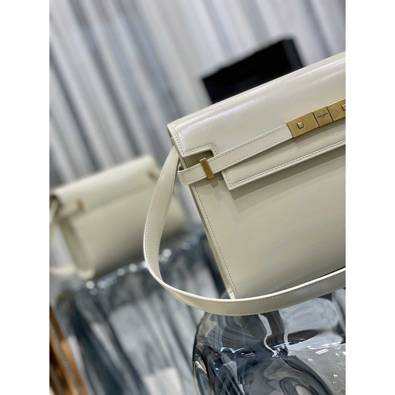 Saint Laurent Manhattan Leather Shoulder Bag White