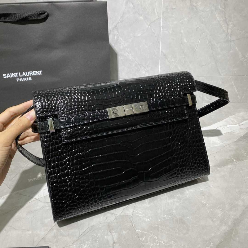 Saint Laurent Manhattan Leather Shoulder Bag Black