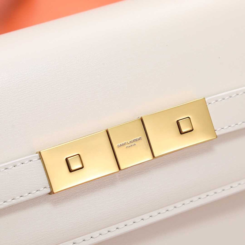 Saint Laurent Manhattan Leather Shoulder Bag White