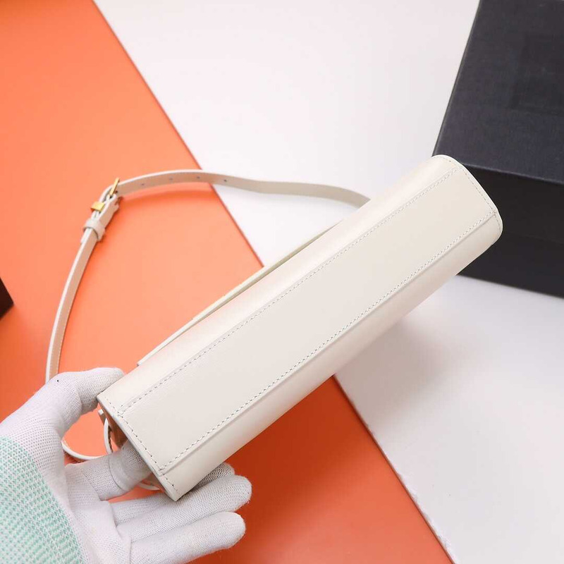 Saint Laurent Manhattan Leather Shoulder Bag White