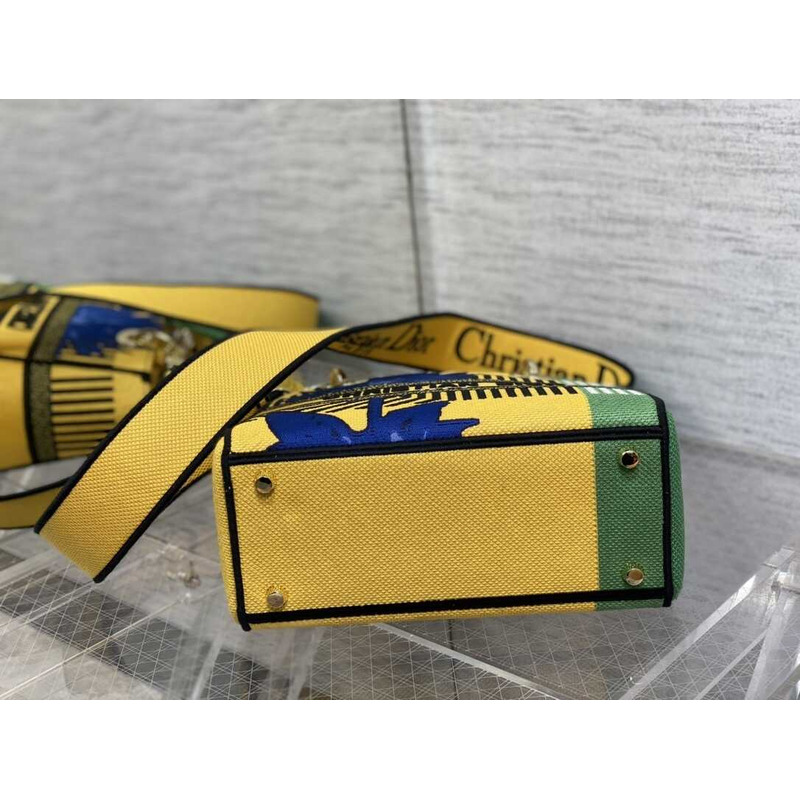 D*or medium lady d-lite bag embroidery yellow multicolor