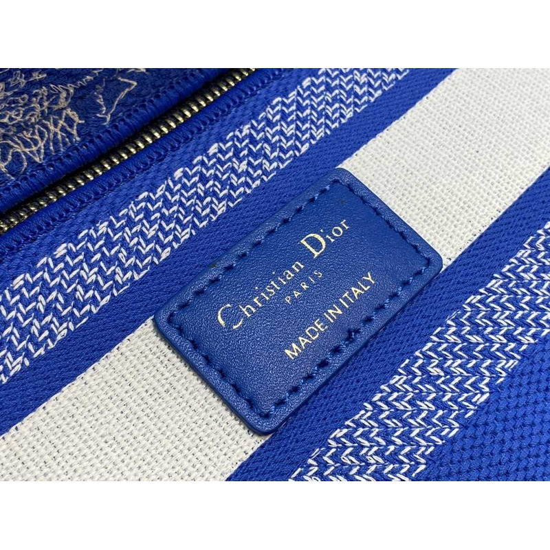 D*or medium lady d-lite bag embroidery blue and white