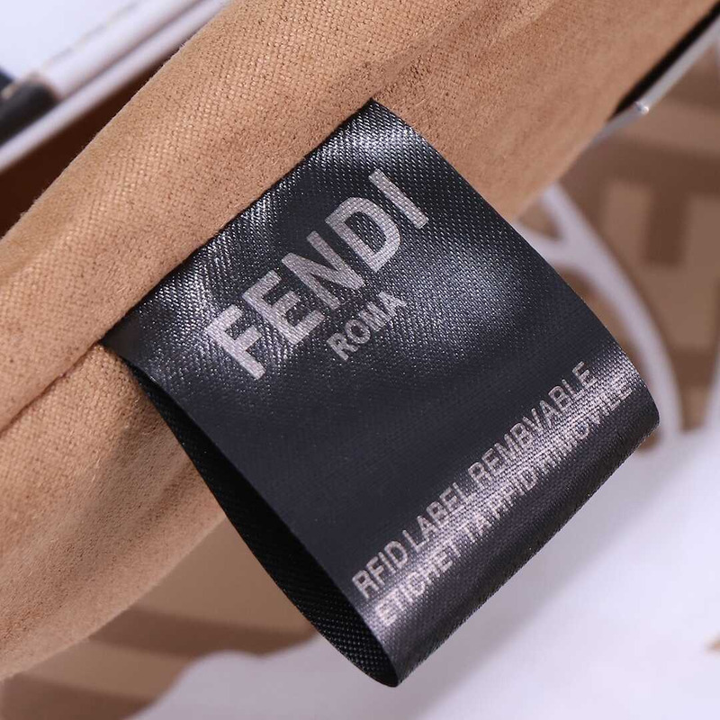 F**di baguette mini bag denim with ff embroidery beige&white