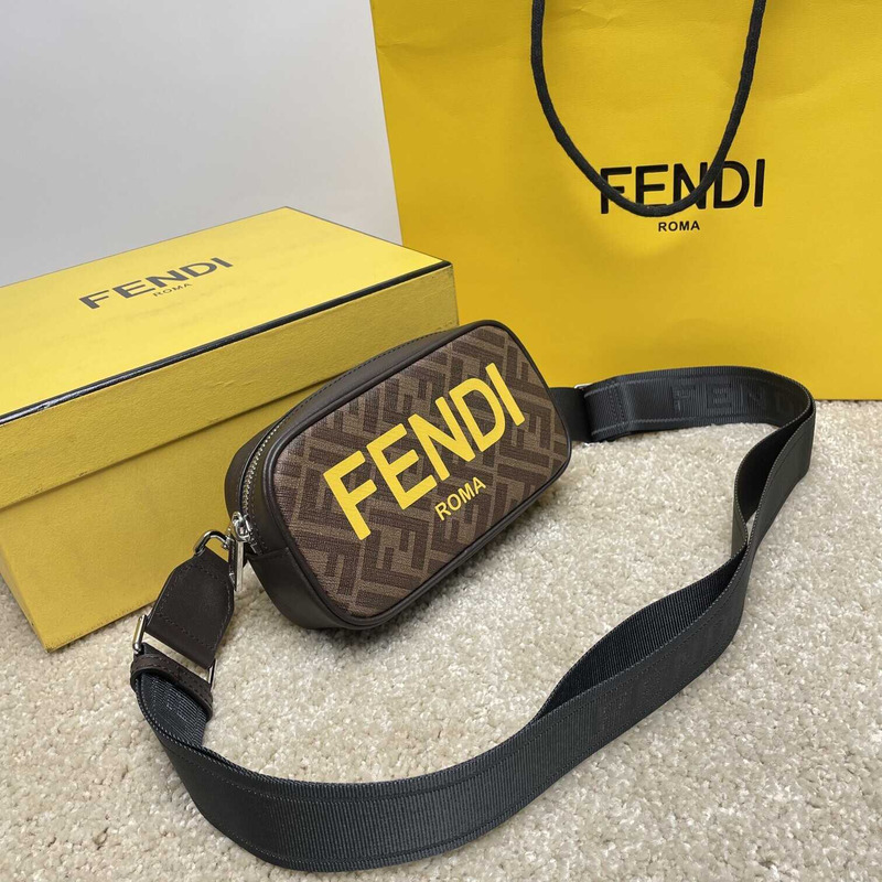 F**di messenger bag men brown and yellow