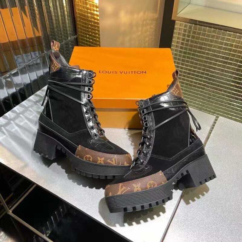 l**is V*t*n laureate platform desert boots black and brown