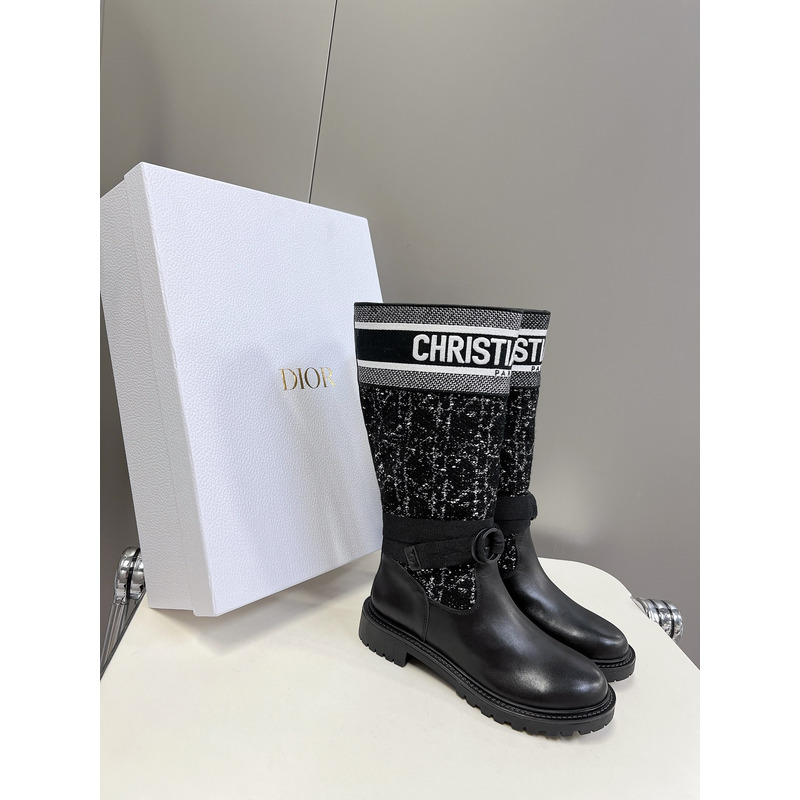 D*or d-major boot calfskin with cannage tweed black
