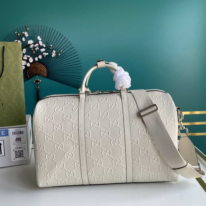 G*u*i gg embossed duffle bag white