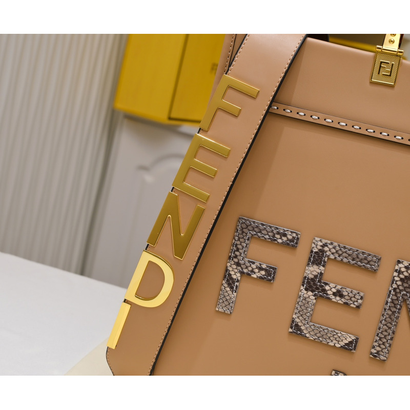 F**di sunshine medium tote bag light brown leather