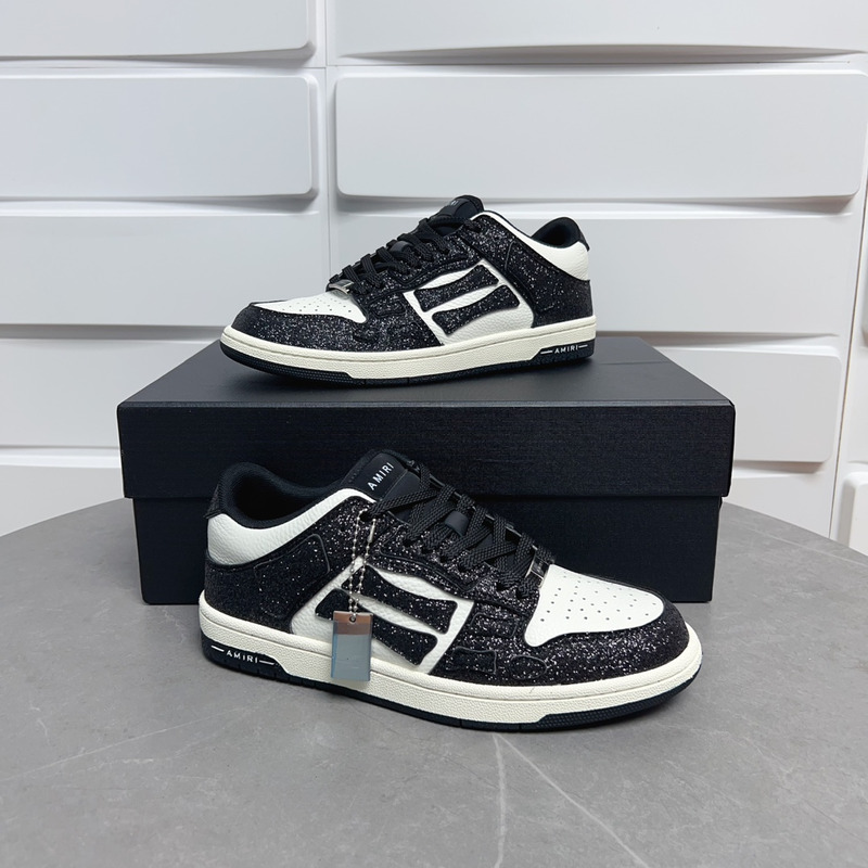Amiri Skel Leather Low-Top Sneakers Black