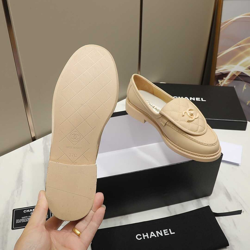 Ch*el lambskin moccasins loafers yellow
