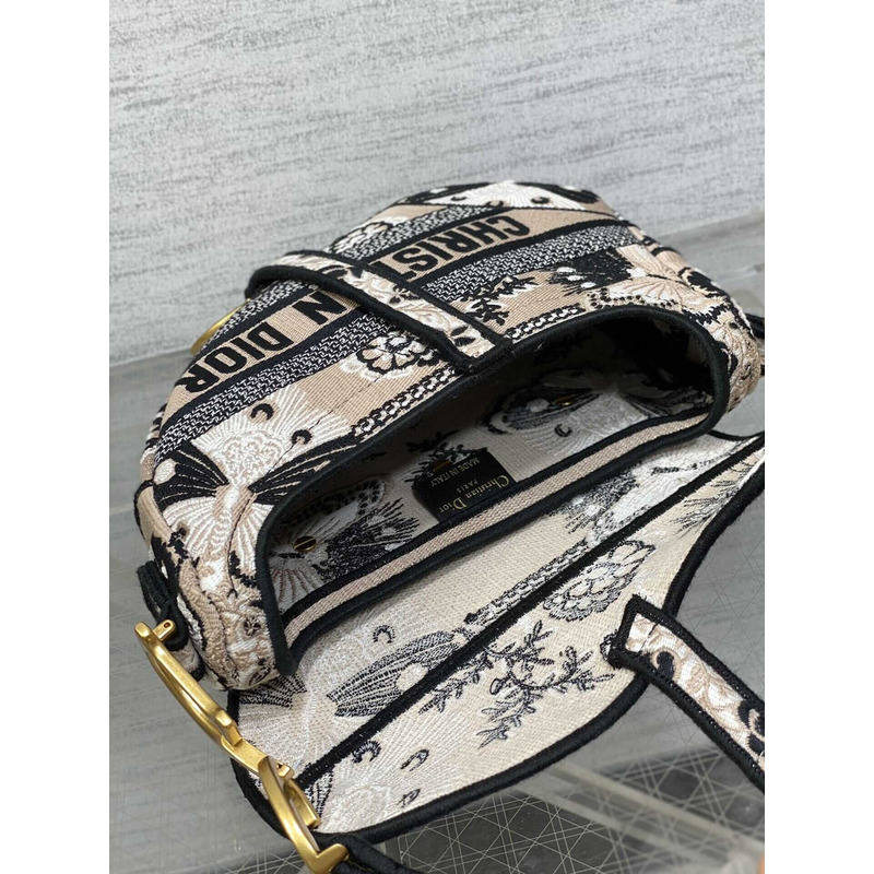 D*or saddle bag beige multicolor butterfly bandana embroidery