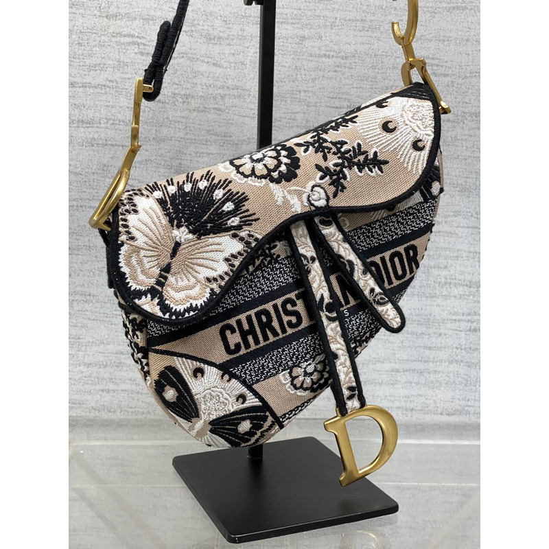 D*or saddle bag beige multicolor butterfly bandana embroidery