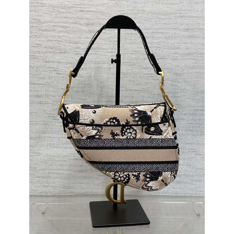 D*or saddle bag beige multicolor butterfly bandana embroidery