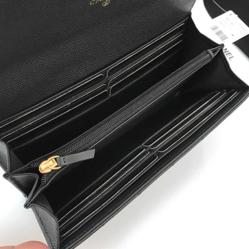 Ch*el caviar quilted large boy gusset flap wallet