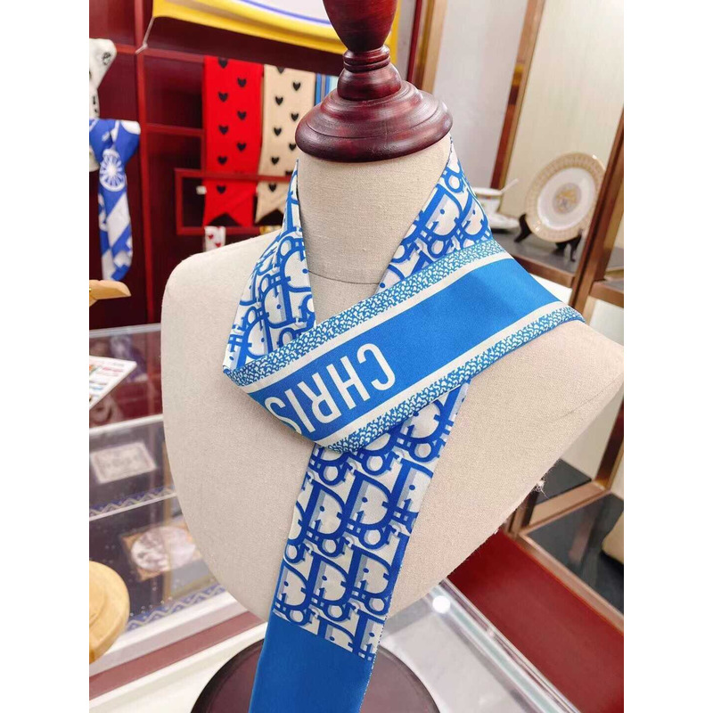 D*or ch**an silk oblique mitzah scarf blue