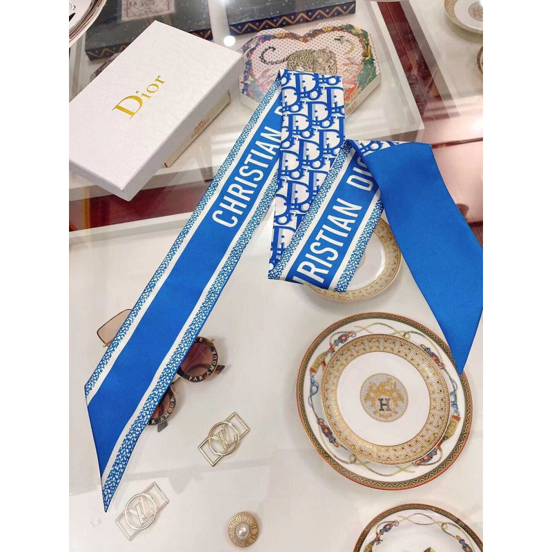 D*or ch**an silk oblique mitzah scarf blue