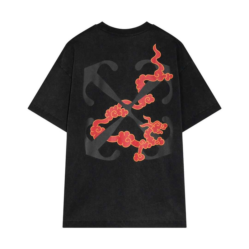 Off White Cotton T-Shirt Black