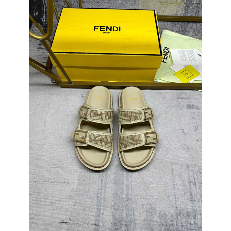 F**di chenille fabric jacquard suede ff sandals nuvola rock