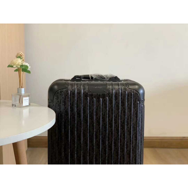 D*or D*or and rimowa carry-on luggage black aluminum-magnesium oblique pattern