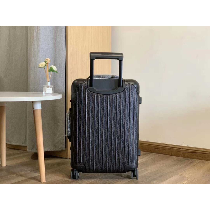 D*or D*or and rimowa carry-on luggage black aluminum-magnesium oblique pattern