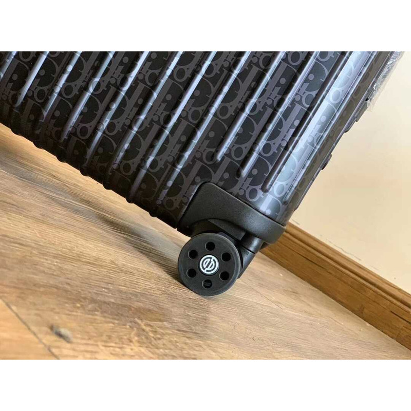 D*or D*or and rimowa carry-on luggage black aluminum-magnesium oblique pattern